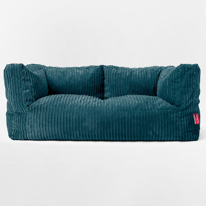 Canapé Pouf Géant Albert pour Enfants 2 places 2-14 ans - Côtelé Bleu Canard 03