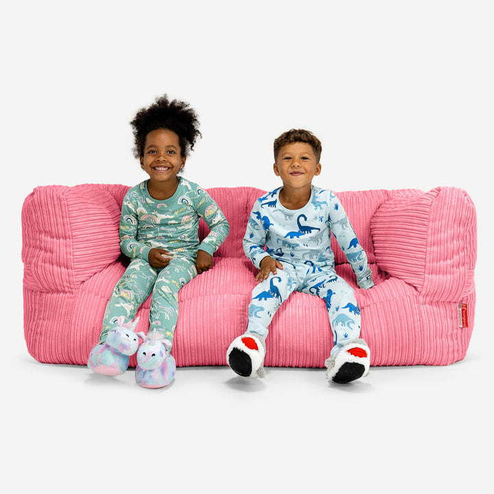 Canapé Pouf Géant Albert pour Enfants 2 places 2-14 ans - Côtelé Corail 01
