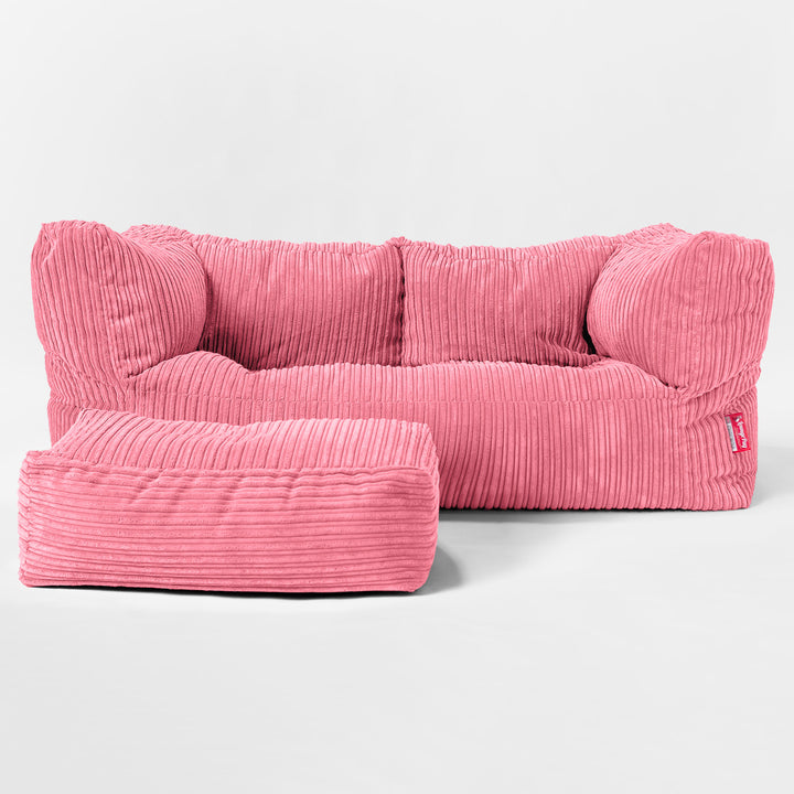 Canapé Pouf Géant Albert pour Enfants 2 places 2-14 ans - Côtelé Corail 02