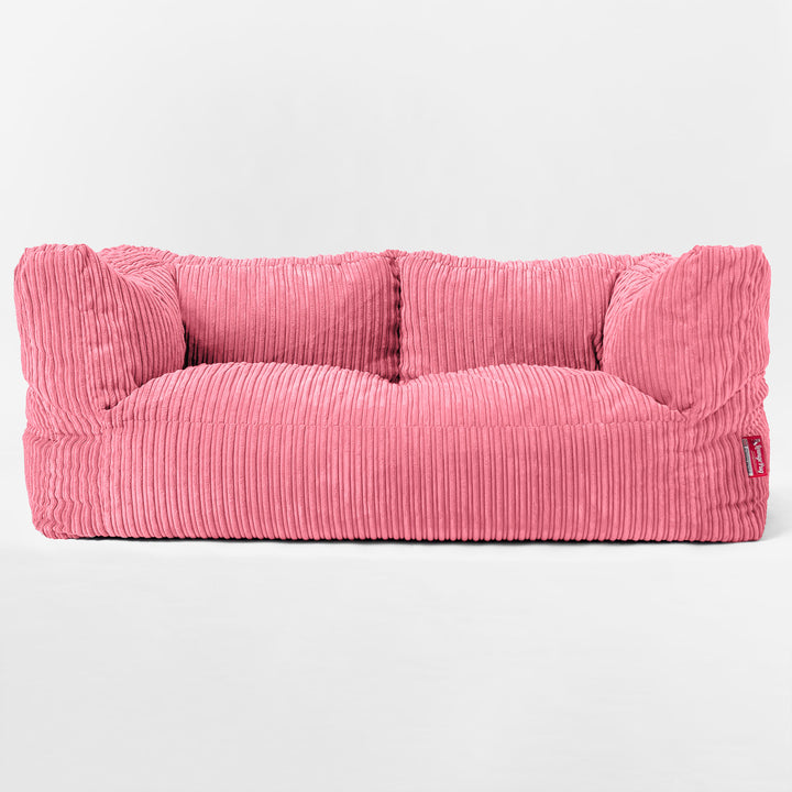 Canapé Pouf Géant Albert pour Enfants 2 places 2-14 ans - Côtelé Corail 03
