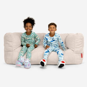 Canapé Pouf Géant Albert pour Enfants 2 places 3-14 ans - Côtelé Ivoire