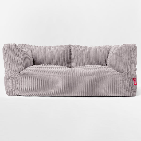 Canapé Pouf Géant Albert pour Enfants 2 places 2-14 ans - Côtelé Gris Argent 01