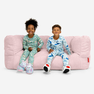 Canapé Pouf Géant Albert pour Enfants 2 places 3-14 ans - Côtelé Rose