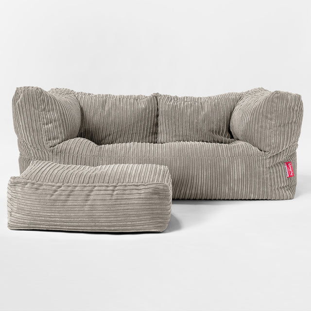 Canapé Pouf Géant Albert pour Enfants 2 places 2-14 ans - Côtelé Vison 02