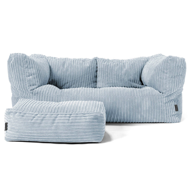 Canapé Pouf Albert 2 places - Côtelé Bébé Bleu 02