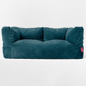 Canapé Pouf Albert 2 places - Côtelé Bleu Canard