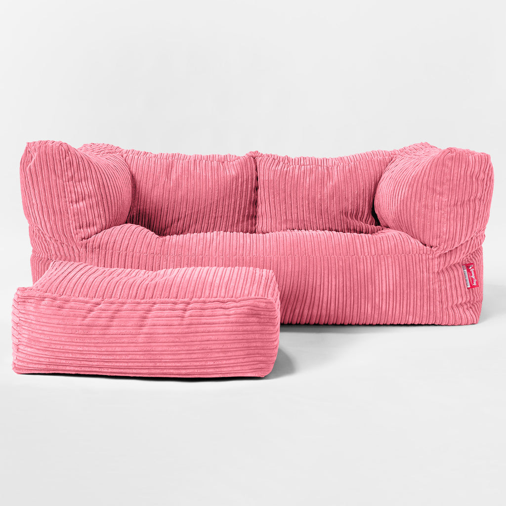 Canapé Pouf Albert 2 places - Côtelé Corail 02
