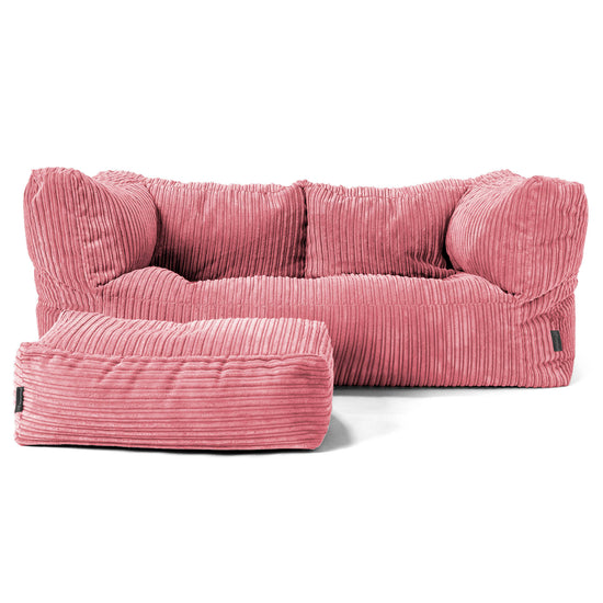 Canapé Pouf Albert 2 places - Côtelé Corail 02