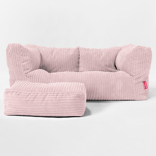 Canapé Pouf Albert 2 places - Côtelé Rose 02
