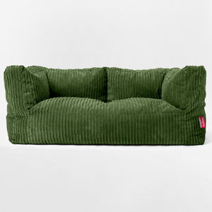 Canapé Pouf Albert 2 places - Côtelé Vert Forêt