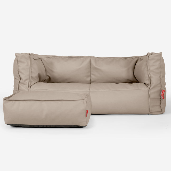 Canapé Pouf Albert 2 places - Cuir Végan Ivoire 02
