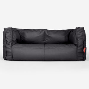 Canapé Pouf Albert 2 places - Cuir Végan Noir