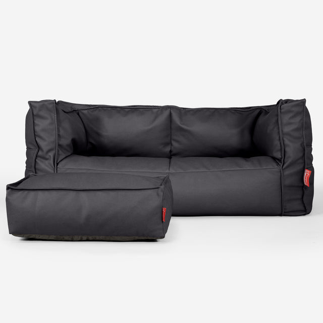 Canapé Pouf Albert 2 places - Cuir Végan Noir 02
