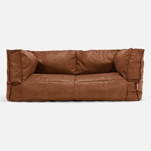 Canapé Pouf Albert 2 places - Cuir Vintage Camel