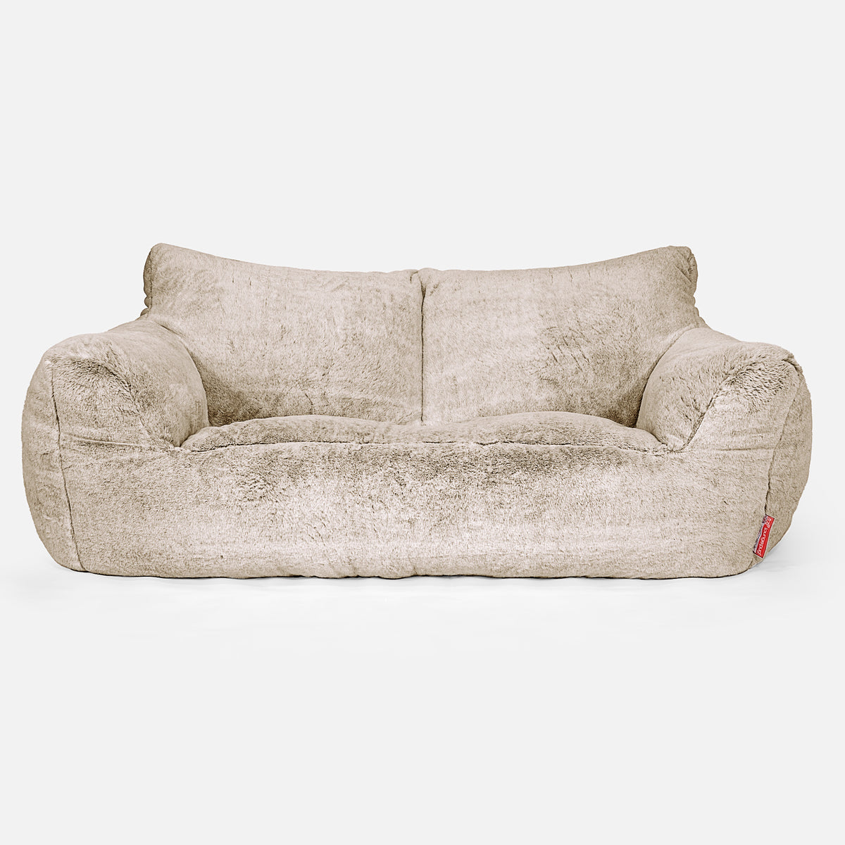 Pouf Géant Salon Avec Dossier - 150x95x63 Cm - Mousse Mémoire - Tissu Chenille Beige - Canapé 2 Places