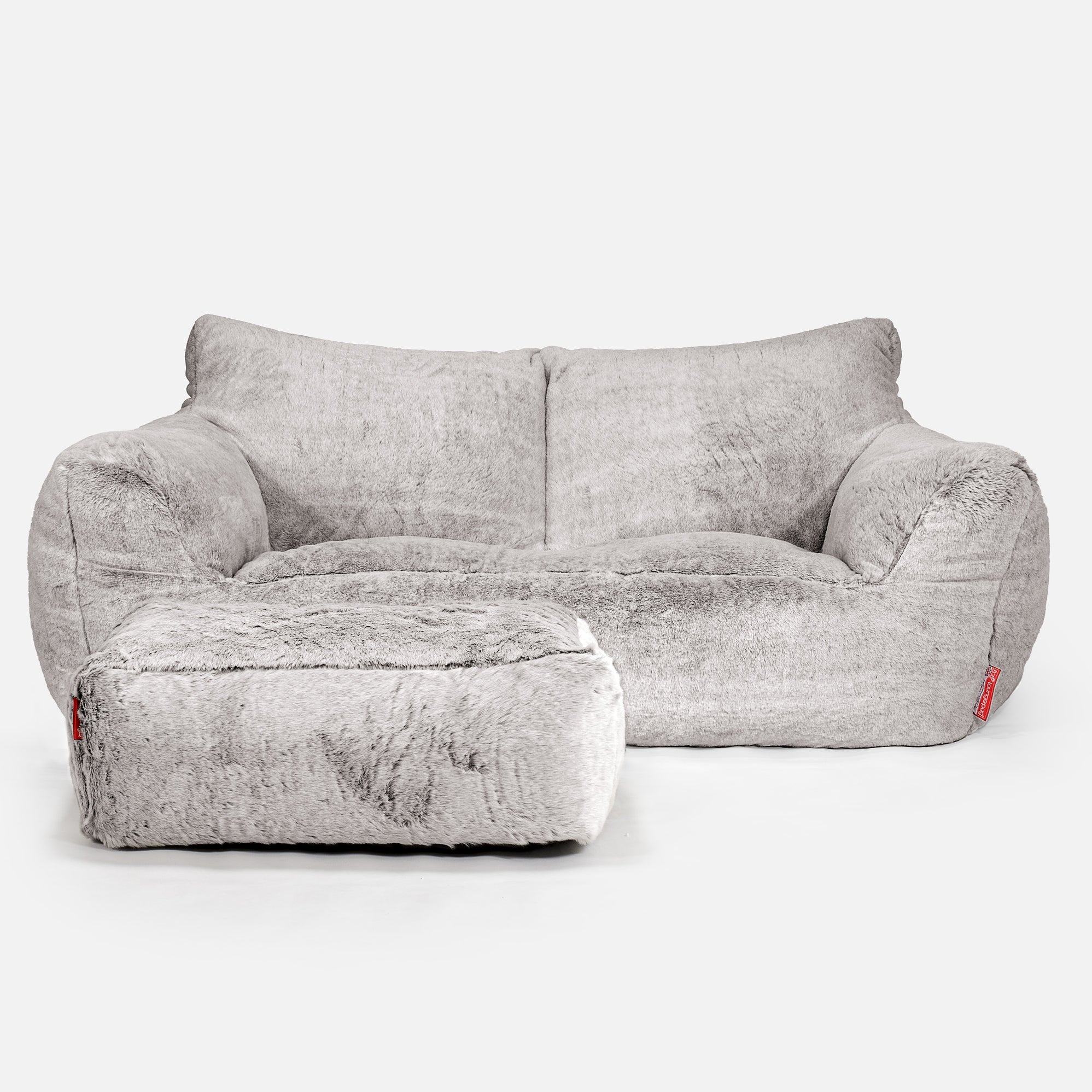 Lounge Pug - Canapé Pouf Géant 2 places - Fausse Fourrure Lapin Gris ...