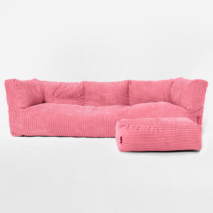 Canapé Pouf Albert 3 places - Côtelé Corail 02