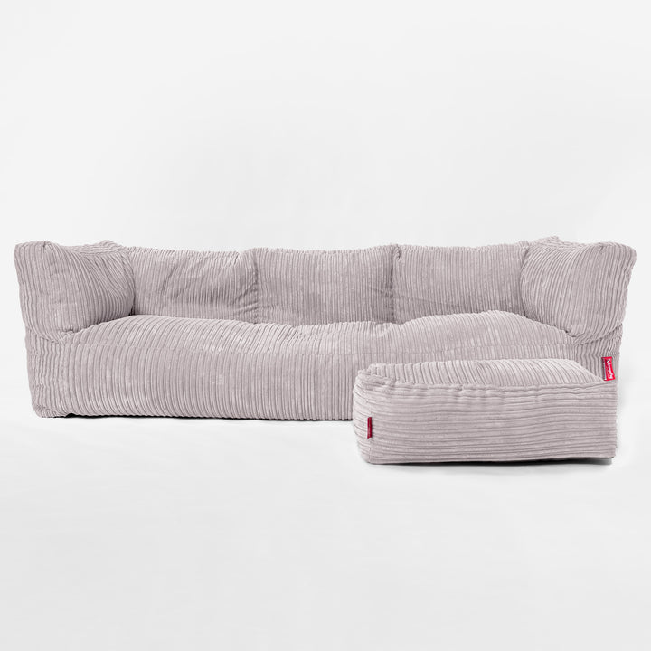 Canapé Pouf Albert 3 places - Côtelé Gris Argent 02