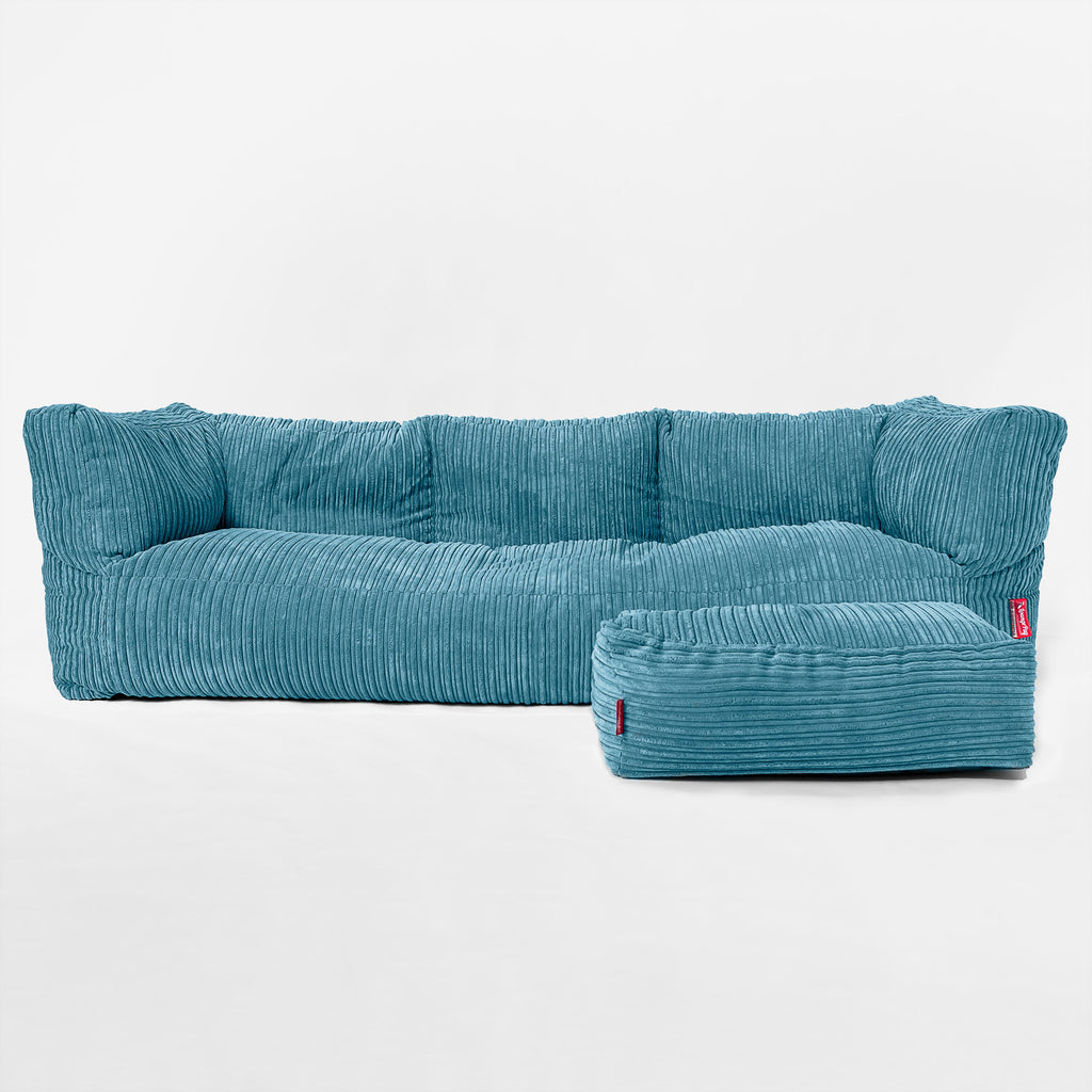 Canapé Pouf Albert 3 places - Côtelé Mer Égéé 02