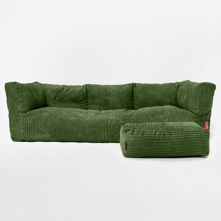 Canapé Pouf Albert 3 places - Côtelé Vert Forêt 02