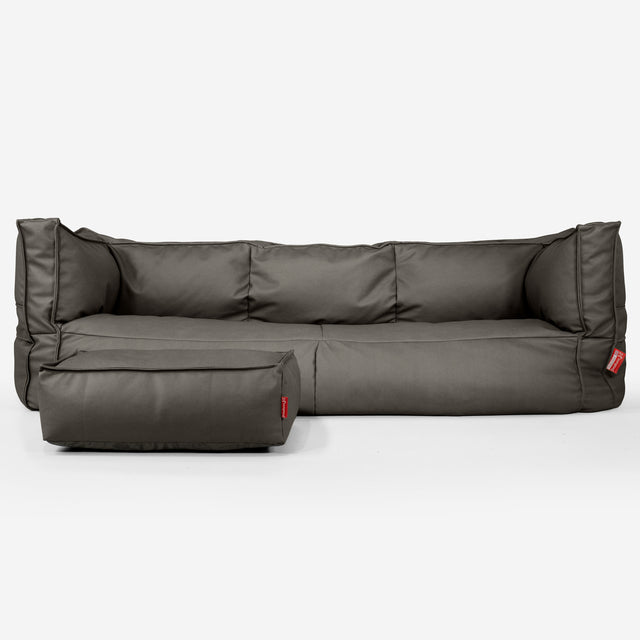 Canapé Pouf Albert 3 places - Cuir Végan Gris 02