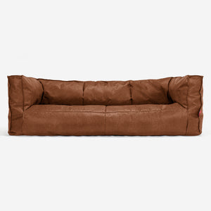 Canapé Pouf Albert 3 places - Cuir Vintage Camel