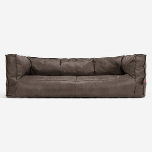 Canapé Pouf Albert 3 places - Cuir Vintage Gris Ardoise
