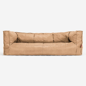 Canapé Pouf Albert 3 places - Cuir Vintage Marron Clair