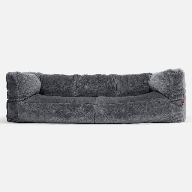 Canapé Pouf Albert 3 places - Fausse Fourrure Nounours Gris Foncé 01
