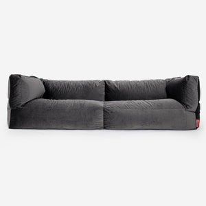 Canapé Pouf Albert 3 places - Velours Anthracite