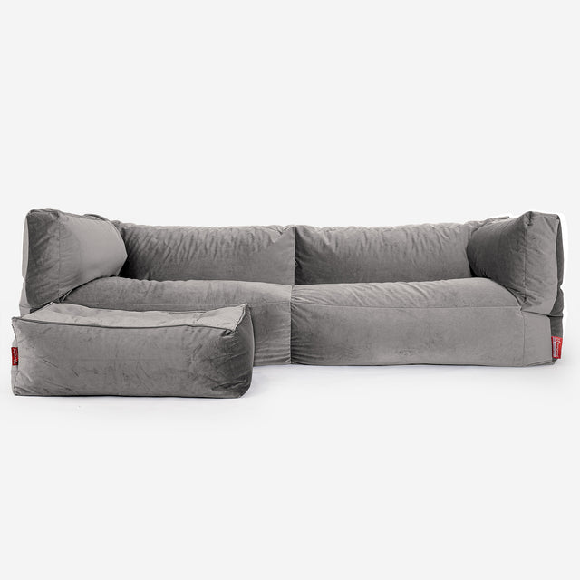 Canapé Pouf Albert 3 places - Velours Argent 02