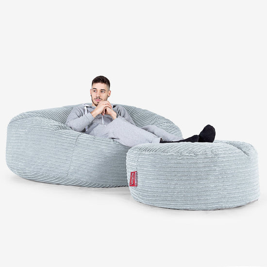 Canapé Pouf Géant Grande Mammouth - Côtelé Bébé Bleu 02