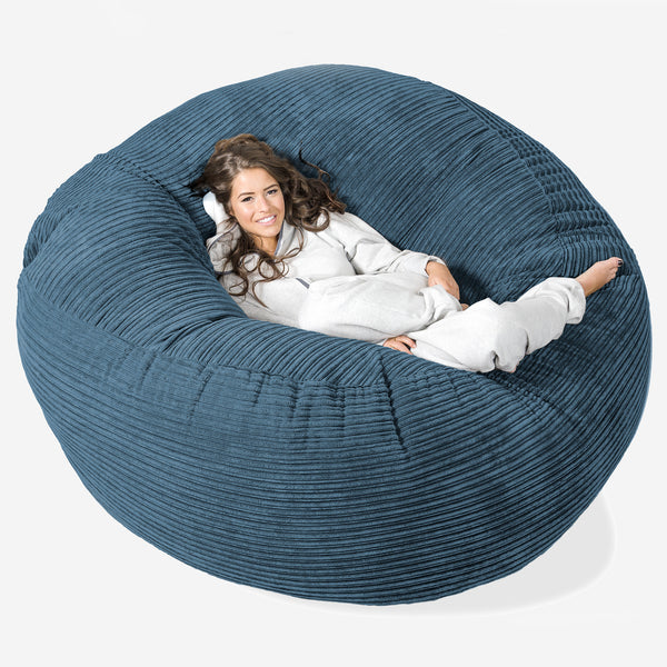 Canapé Pouf Géant Grande Mammouth - Côtelé Bleu Marine 01