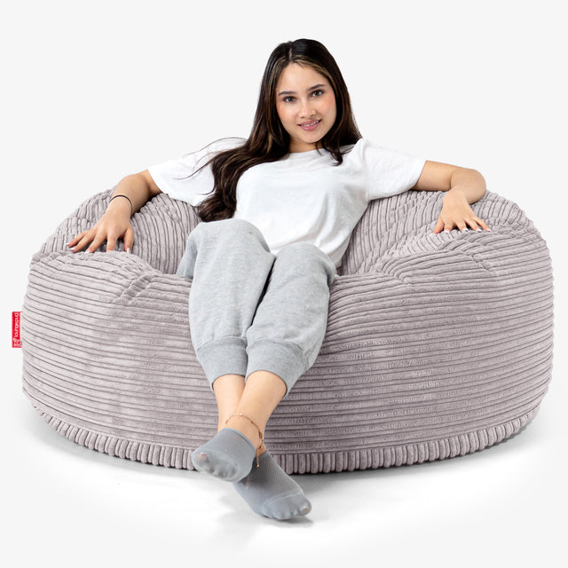 Canapé Pouf Géant Mammouth - Côtelé Gris Argent 01