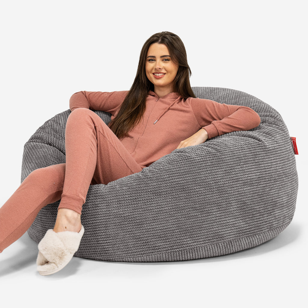 Pouf Fauteuil Design - Côtelé Gris Acier 3504