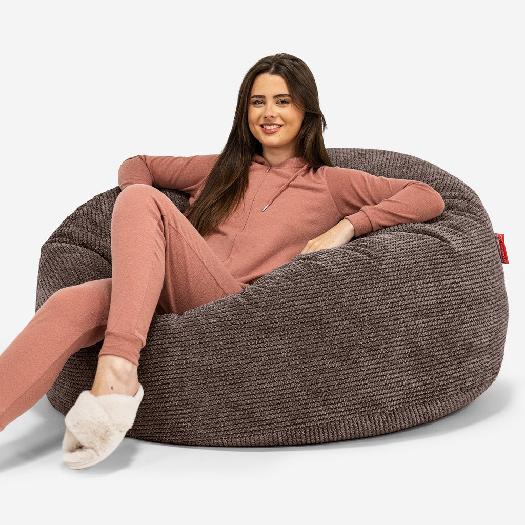 Pouf Fauteuil Design - Côtelé Gris Acier 4036