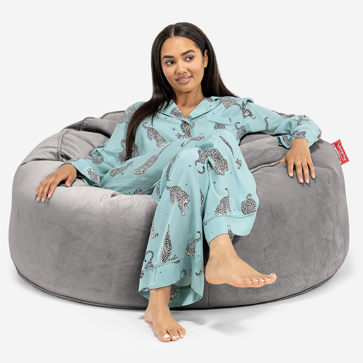 Pouf Fauteuil Design - Côtelé Gris Acier 3546