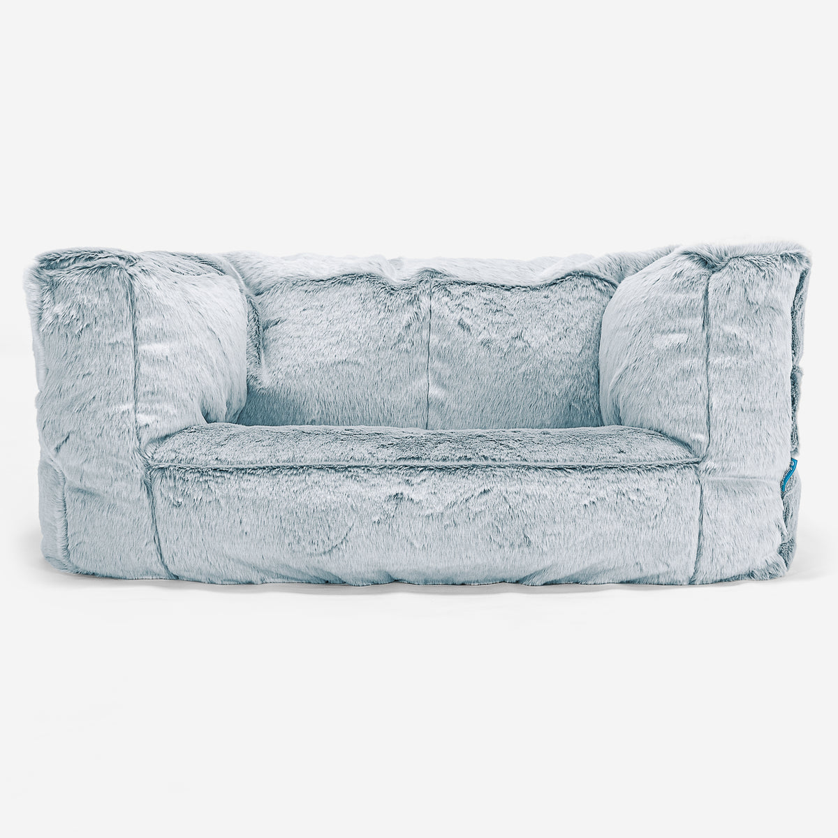 Pouf Design Rond - Fausse Fourrure Lapin Bleu Pastel main image 1