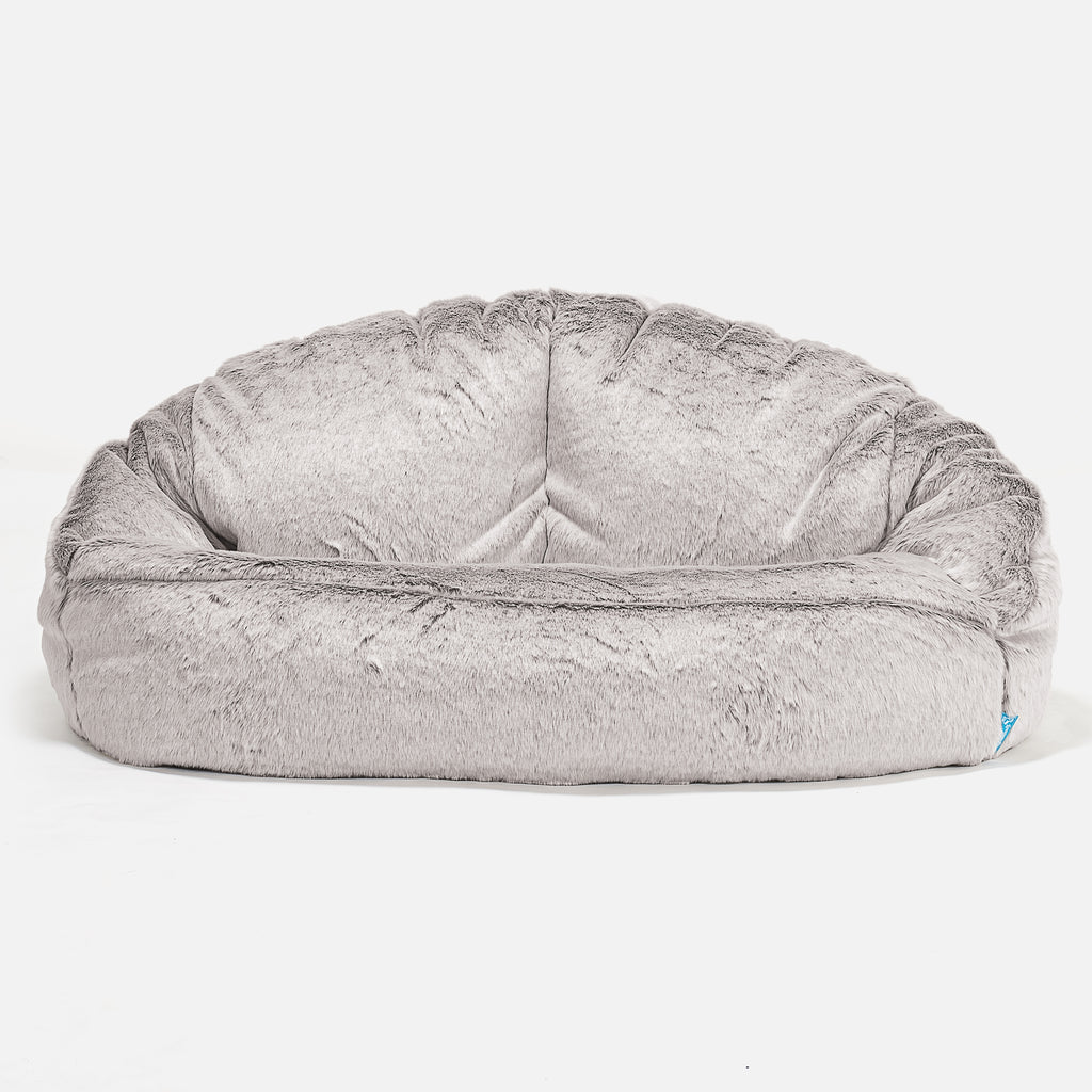 Pouf Canapé Bubble pour Enfants - Fausse Fourrure Lapin Gris clair 01