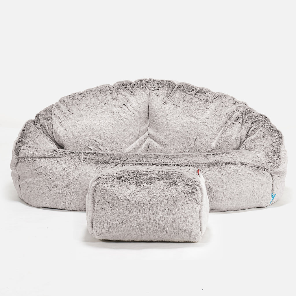 Pouf Canapé Bubble pour Enfants - Fausse Fourrure Lapin Gris clair 02