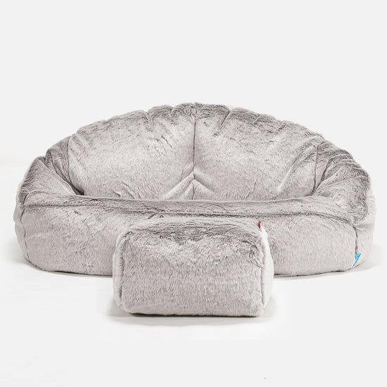 Pouf Canapé Bubble pour Enfants - Fausse Fourrure Lapin Gris clair 02