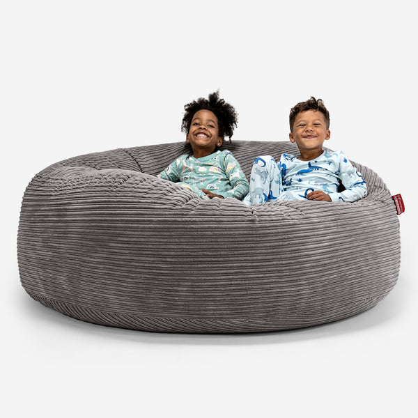 Pouf Géant pour Enfants de Taille Familiale 2-14 ans - Côtelé Anthracite 01