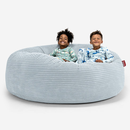 Pouf Géant pour Enfants de Taille Familiale 2-14 ans - Côtelé Bébé Bleu 01