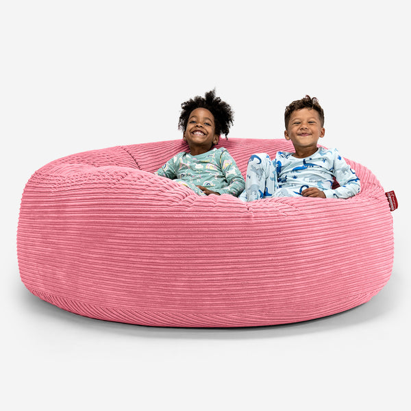 Pouf Géant pour Enfants de Taille Familiale 2-14 ans - Côtelé Corail 01
