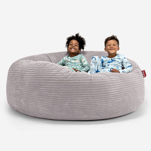 Pouf Géant pour Enfants de Taille Familiale 3-14 ans - Côtelé Gris Argent