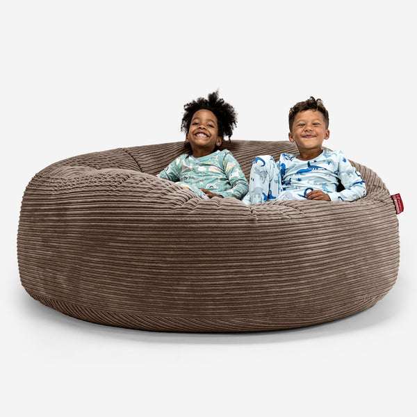 Pouf Géant pour Enfants de Taille Familiale 2-14 ans - Côtelé Moka 01