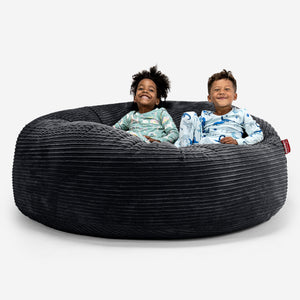 Pouf Géant pour Enfants de Taille Familiale 3-14 ans - Côtelé Noir