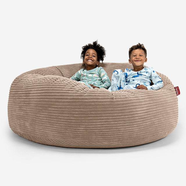 Pouf Géant pour Enfants de Taille Familiale 2-14 ans - Côtelé Sable 01