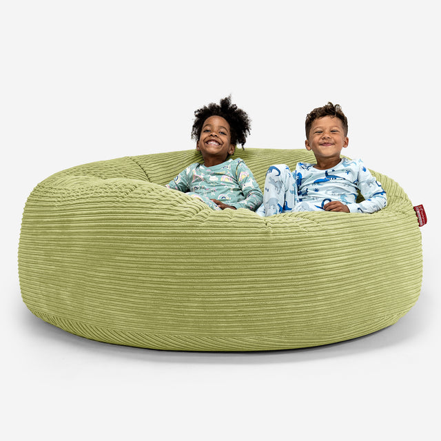 Pouf Géant pour Enfants de Taille Familiale 2-14 ans - Côtelé Vert Acide 01