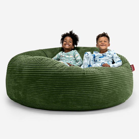 Pouf Géant pour Enfants de Taille Familiale 2-14 ans - Côtelé Vert Forêt 01